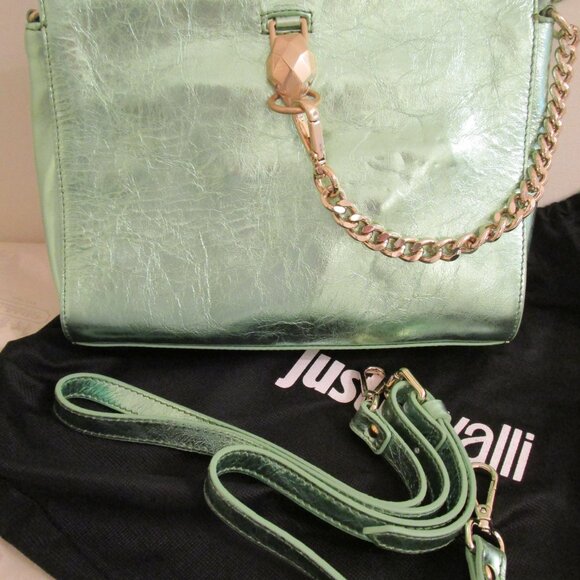 Just Cavalli Light Green Metallic Clutch - Picture 1 of 9